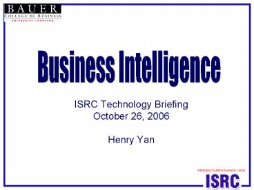 ISRC Technology Briefing October 26, 2006 Henry Yan