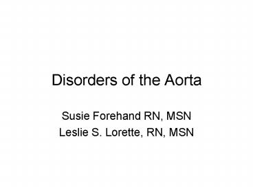 Disorders of the Aorta