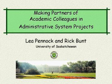 Lea Pennock and Rick Bunt