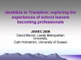 Identities in Transition: exploring the experiences of school leavers becoming professionals PowerPoint PPT Presentation