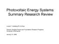 Photovoltaic Energy Systems: Summary Research Review PowerPoint PPT Presentation
