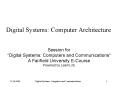 Digital Systems: Computer Architecture PowerPoint PPT Presentation