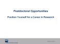 Postdoctoral Opportunities Position Yourself for a Career in Research PowerPoint PPT Presentation