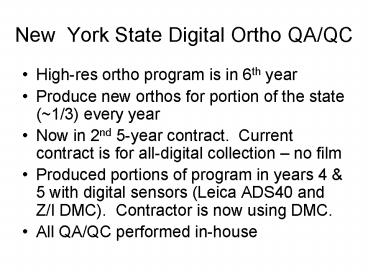New York State Digital Ortho QAQC