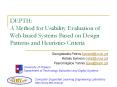 DEPTH: A Method for Usability Evaluation of Web-based Systems Based on Design Patterns and Heuristics Criteria PowerPoint PPT Presentation