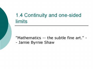 1'4 Continuity and onesided limits