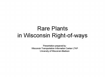 Rare Plants in Wisconsin Rightofways