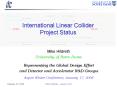 International Linear Collider Project Status PowerPoint PPT Presentation