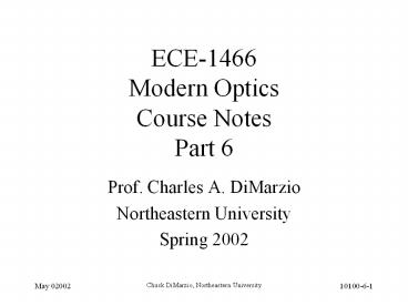 ECE-1466 Modern Optics Course Notes Part 6