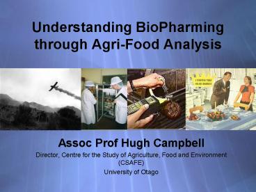 Understanding BioPharming through Agri-Food Analysis