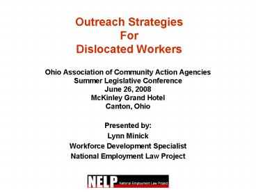Outreach Strategies For Dislocated Workers