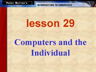 Computers and the Individual