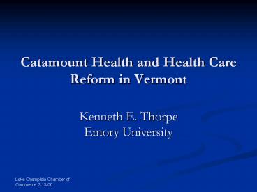 Catamount Health and Health Care Reform in Vermont