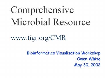 Comprehensive Microbial Resource www.tigr.org/CMR