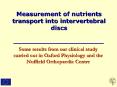 Measurement of nutrients transport into intervertebral discs PowerPoint PPT Presentation