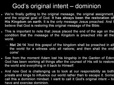 Gods original intent dominion