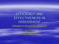 EFFICIENCY AND EFFECTIVENESS IN ASSESSMENT PowerPoint PPT Presentation