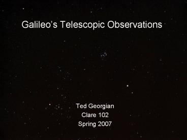 Galileos Telescopic Observations