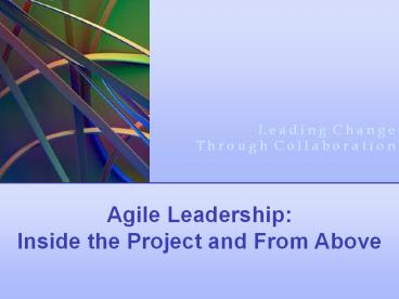 Agile Leadership: Inside the Project and From Above