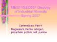 ME551GEO551 Geology of Industrial Minerals Spring 2007 PowerPoint PPT Presentation