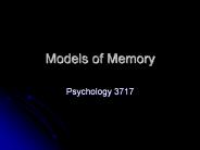 Models of Memory