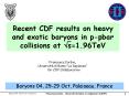 Recent CDF results on heavy and exotic baryons in p-pbar collisions at ?s=1.96TeV PowerPoint PPT Presentation