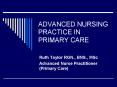 ADVANCED NURSING PRACTICE IN PRIMARY CARE PowerPoint PPT Presentation