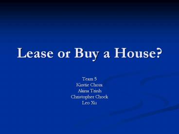 Lease or Buy a House?