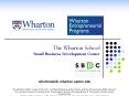 The Wharton School Small Business Development Center PowerPoint PPT Presentation