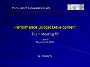 Performance Budget Development Team Meeting