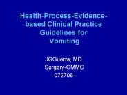 Health-Process-Evidence-based Clinical Practice Guidelines for Vomiting