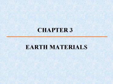 EARTH MATERIALS