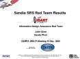 Sandia SRS Red Team Results PowerPoint PPT Presentation