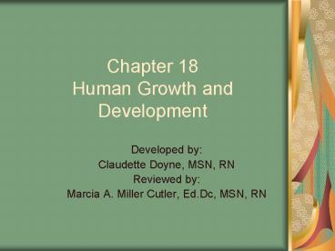 Chapter 18 Human Growth and Development