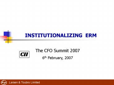 INSTITUTIONALIZING ERM