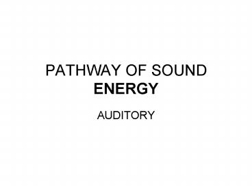 PATHWAY OF SOUND ENERGY