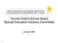 Toronto District School Board Special Education Advisory Committee January 2008 PowerPoint PPT Presentation