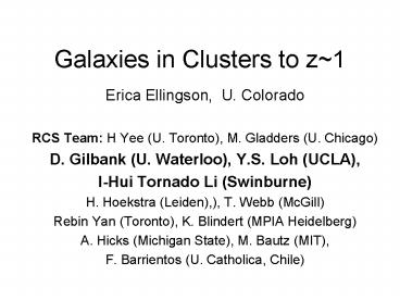 Galaxies in Clusters to z1