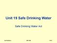 Unit 19 Safe Drinking Water PowerPoint PPT Presentation