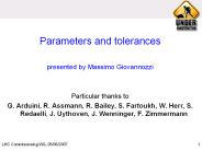 Parameters and tolerances