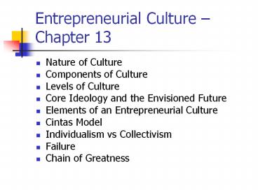 Entrepreneurial Culture 