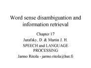 Word sense disambiguation and information retrieval