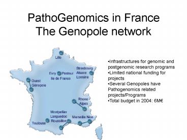 PathoGenomics in France The Genopole network
