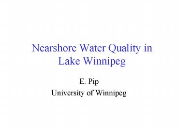 Nearshore Water Quality in Lake Winnipeg