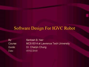 Software Design For IGVC Robot