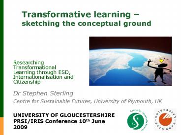 Researching Transformational Learning through ESD, Internationalisation and Citizenship