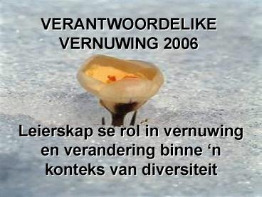 VERANTWOORDELIKE VERNUWING 2006