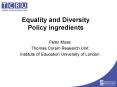 Equality and Diversity Policy ingredients PowerPoint PPT Presentation
