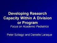 Developing Research Capacity Within A Division or Program