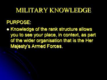 MILITARY KNOWLEDGE presentation | free to view